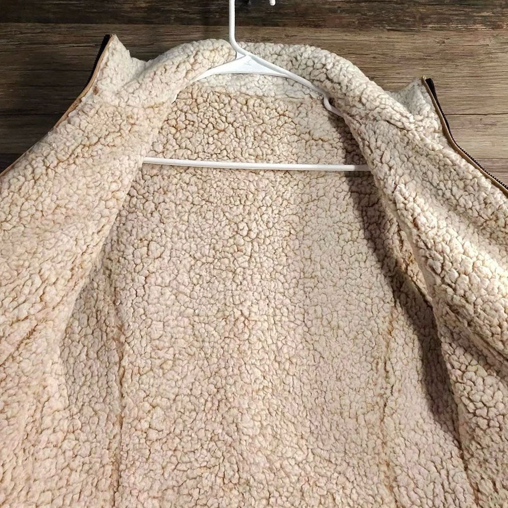 Free Country Tan Quilted Fur Sherpa Linen Vest - Picture 6 of 7
